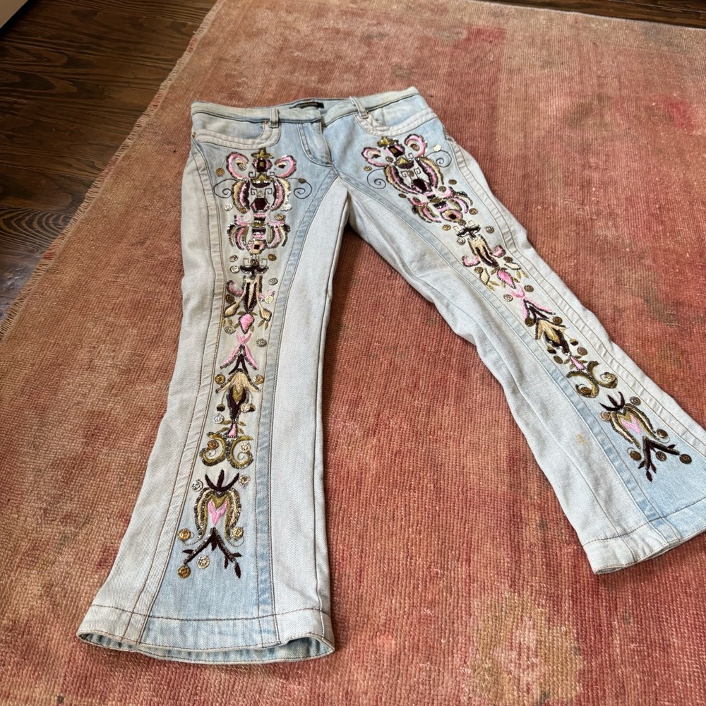 2001 Roberto Cavalli embroidered denim